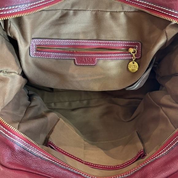 ZARA Handbag Braided. handle Leather Snap Closure Several Compartments Satchel - Picture 3 of 16